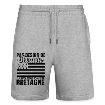 Pas Besoin De Thérapie Aller En Bretagne - Short de jogging bio TRAINER Stanley/Stella unisexe - gris chiné - Devant - Nik (191cm) & Marisol (170cm)