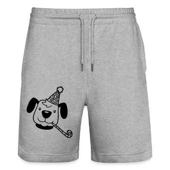 Hund Gesicht Geburtstag Party Hut Feiern Tröte Fun - Stanley/Stella Unisex Bio Joggingshorts Trainer  - Grau meliert - Vorne - Nik (191cm) & Marisol (170cm)