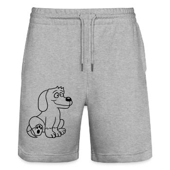 Hund Sitzt Süß Kleiner Glücklicher Welpe Haustier - Stanley/Stella Unisex Bio Joggingshorts Trainer  - Grau meliert - Vorne - Nik (191cm) & Marisol (170cm)