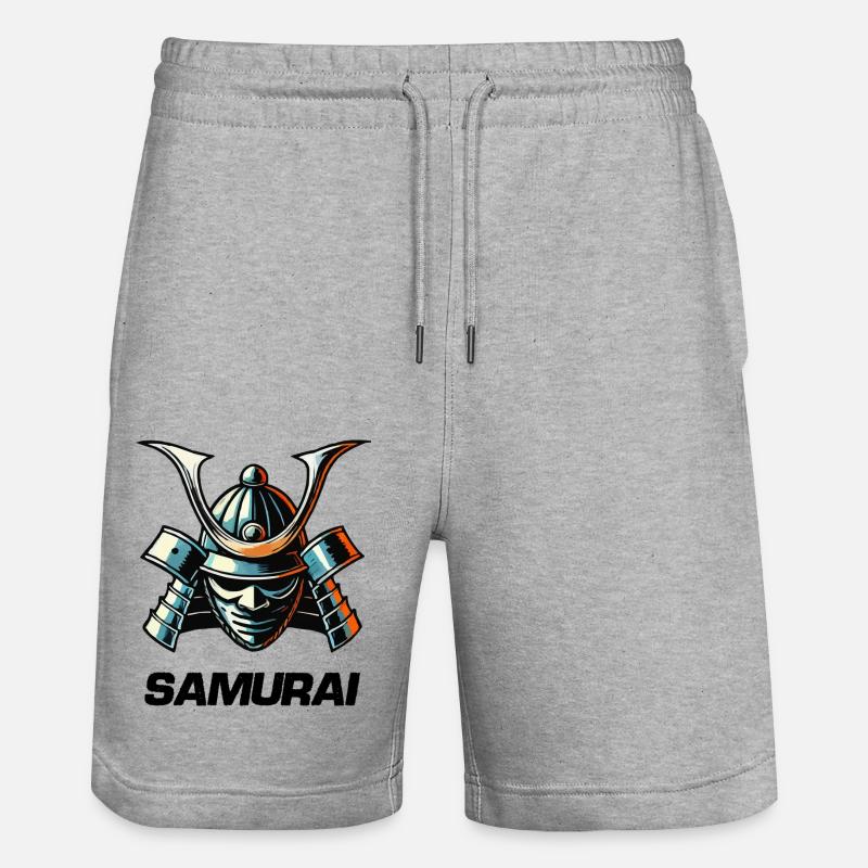 Samurai Maske - Stanley/Stella Unisex Bio Joggingshorts Trainer  - Grau meliert