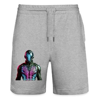 Cyber Rebellion - Digital Phantom - Stanley/Stella Unisex Bio Joggingshorts Trainer  - Grau meliert - Vorne - Nik (191cm) & Marisol (170cm)