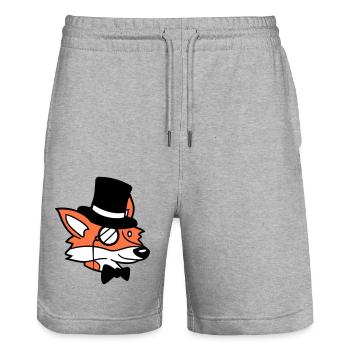 Fox Red Fox Sir Mr. Top Hat Monocle Glasses - Stanley/Stella Trainer Unisex Organic Jogging Shorts - heather grey - Front - Nik (191cm) & Marisol (170cm)