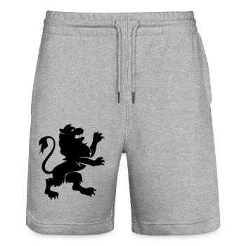 Lion Animal - Stanley/Stella Trainer Unisex Organic Jogging Shorts - heather grey - Front - Nik (191cm) & Marisol (170cm)