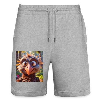 animaux africains super mignons – Vautour - Short de jogging bio TRAINER Stanley/Stella unisexe - gris chiné - Devant - Nik (191cm) & Marisol (170cm)
