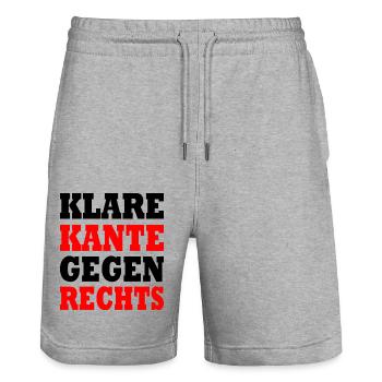 klare kante gegen rechts - Stanley/Stella Unisex Bio Joggingshorts Trainer  - Grau meliert - Vorne - Nik (191cm) & Marisol (170cm)