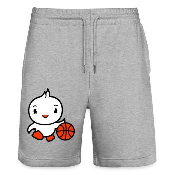 oiseau basket-ball jouer amusant ballon sports dribble - Short de jogging bio TRAINER Stanley/Stella unisexe - gris chiné - Devant - Nik (191cm) & Marisol (170cm)