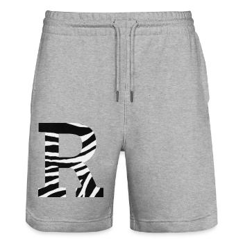 Letter r zebra - Stanley/Stella Trainer Unisex Organic Jogging Shorts - heather grey - Front - Nik (191cm) & Marisol (170cm)