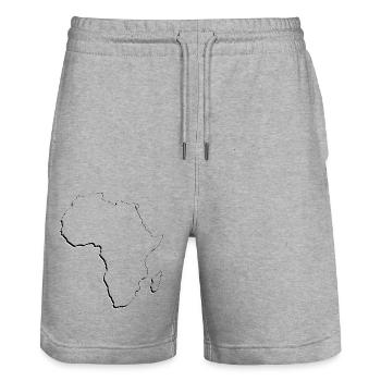 Africa map as an outline - Stanley/Stella Trainer Unisex Organic Jogging Shorts - heather grey - Front - Nik (191cm) & Marisol (170cm)