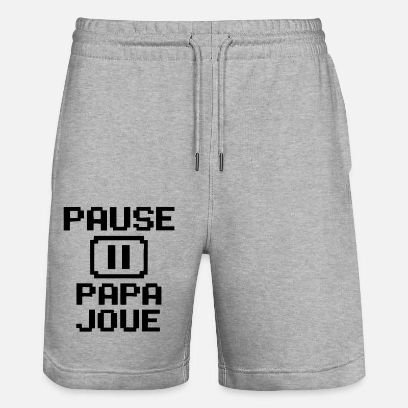 PAUSE – PAPA JOUE - Short de jogging bio TRAINER Stanley/Stella unisexe - gris chiné