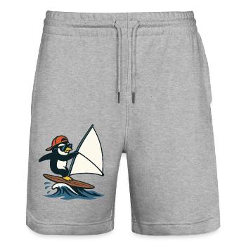 Cool pingouin Planche à voile Sports nautiques d’été - Short de jogging bio TRAINER Stanley/Stella unisexe - gris chiné - Devant - Nik (191cm) & Marisol (170cm)