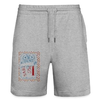 Vintage Trendy Sardines Visual - Stanley/Stella Trainer Unisex Organic Jogging Shorts - heather grey - Front - Nik (191cm) & Marisol (170cm)