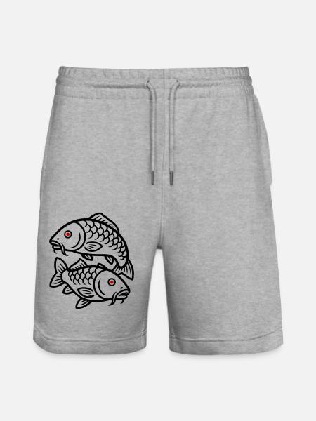 Carp Fish Icon - Stanley/Stella Trainer Unisex Organic Jogging Shorts - heather grey