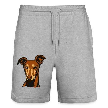 Galgo - Portrait - 20250602 - Stanley/Stella Trainer Unisex Organic Jogging Shorts - heather grey - Front - Nik (191cm) & Marisol (170cm)