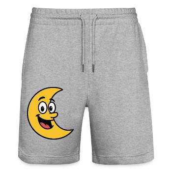 Moon Comic - Stanley/Stella Trainer Unisex Organic Jogging Shorts - heather grey - Front - Nik (191cm) & Marisol (170cm)