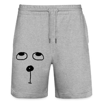 Funny cat face - Stanley/Stella Trainer Unisex Organic Jogging Shorts - heather grey - Front - Nik (191cm) & Marisol (170cm)