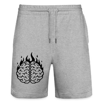 Burning Brain - Brain Mental Health Logo - Stanley/Stella Trainer Unisex Organic Jogging Shorts - heather grey - Front - Nik (191cm) & Marisol (170cm)