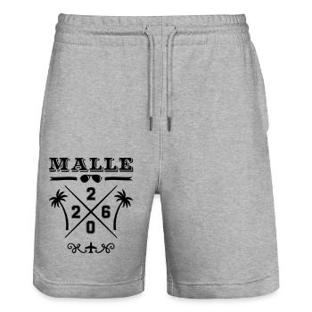 MALLE 2026 - Short de jogging bio TRAINER Stanley/Stella unisexe - gris chiné - Devant - Nik (191cm) & Marisol (170cm)