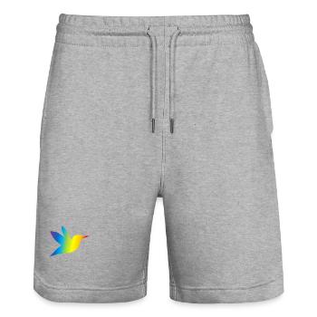 Kolibri bunt - Stanley/Stella Unisex Bio Joggingshorts Trainer  - Grau meliert - Vorne - Nik (191cm) & Marisol (170cm)