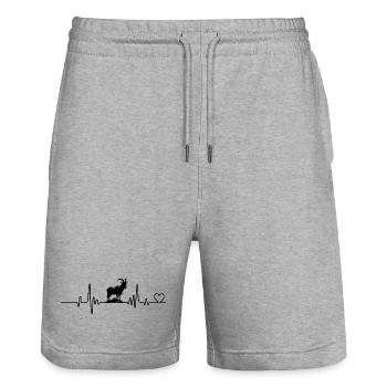 Heartbeat of the goat - Stanley/Stella Trainer Unisex Organic Jogging Shorts - heather grey - Front - Nik (191cm) & Marisol (170cm)