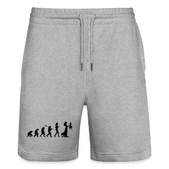 Mama Mother Evolution - Geschenk für werdende Mütter - Stanley/Stella Unisex Bio Joggingshorts Trainer  - Grau meliert - Vorne - Nik (191cm) & Marisol (170cm)