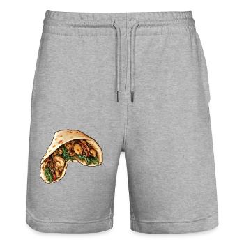 Pita Gyros - Short de jogging bio TRAINER Stanley/Stella unisexe - gris chiné - Devant - Nik (191cm) & Marisol (170cm)