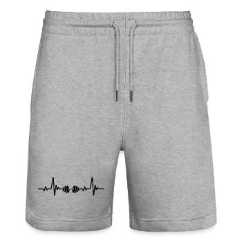 Weightlifting Heartbeat - Stanley/Stella Trainer Unisex Organic Jogging Shorts - heather grey - Front - Nik (191cm) & Marisol (170cm)