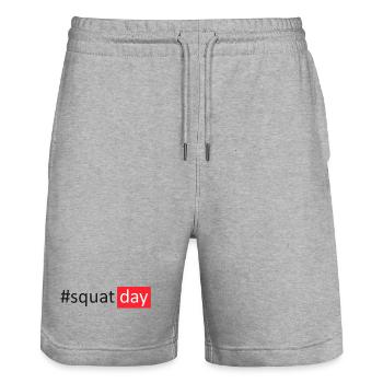 #squatday - Stanley/Stella Unisex Bio Joggingshorts Trainer  - Grau meliert - Vorne - Nik (191cm) & Marisol (170cm)