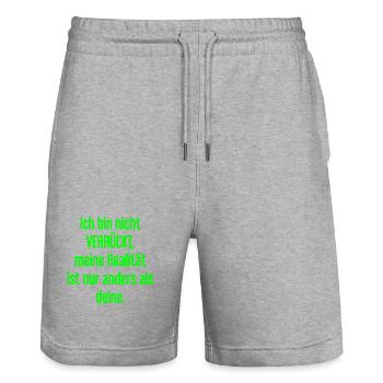 I'm not crazy – my reality is different - Stanley/Stella Trainer Unisex Organic Jogging Shorts - heather grey - Front - Nik (191cm) & Marisol (170cm)