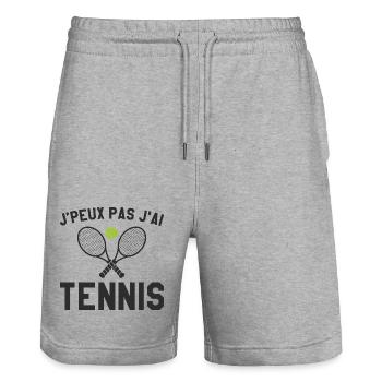 Je Peux Pas J'ai Tennis Cadeau Joueur De Tennis - Short de jogging bio TRAINER Stanley/Stella unisexe - gris chiné - Devant - Nik (191cm) & Marisol (170cm)