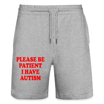 please be patient i have autism - Stanley/Stella Unisex Bio Joggingshorts Trainer  - Grau meliert - Vorne - Nik (191cm) & Marisol (170cm)