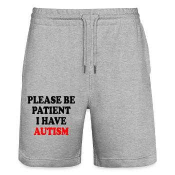 please be patient i have autism - Stanley/Stella Unisex Bio Joggingshorts Trainer  - Grau meliert - Vorne - Nik (191cm) & Marisol (170cm)