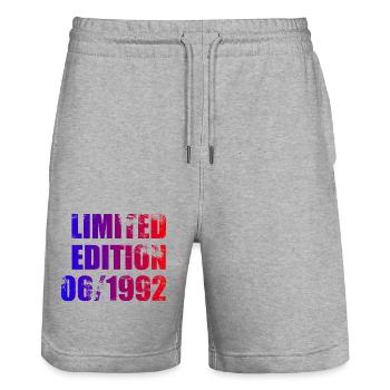 33e anniversaire Edition limitée 06/1992 - Short de jogging bio TRAINER Stanley/Stella unisexe - gris chiné - Devant - Nik (191cm) & Marisol (170cm)