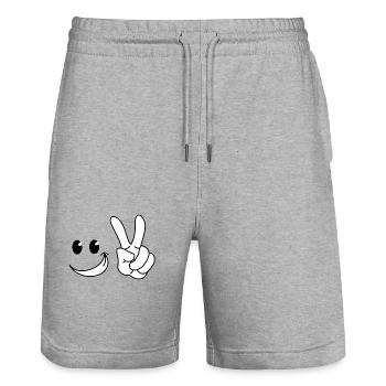 Dessin cool - Short de jogging bio TRAINER Stanley/Stella unisexe - gris chiné - Devant - Nik (191cm) & Marisol (170cm)