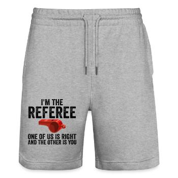 Funny Referee For Men Women Sports Ref Gag Referee - Short de jogging bio TRAINER Stanley/Stella unisexe - gris chiné - Devant - Nik (191cm) & Marisol (170cm)