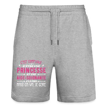 Prinzessin und Pflegerin - Stanley/Stella Unisex Bio Joggingshorts Trainer  - Grau meliert - Vorne - Nik (191cm) & Marisol (170cm)