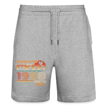 Mai 1998 - Jahrgang 1998 Jubiläum - Mai 1998 - Stanley/Stella Unisex Bio Joggingshorts Trainer  - Grau meliert - Vorne - Nik (191cm) & Marisol (170cm)