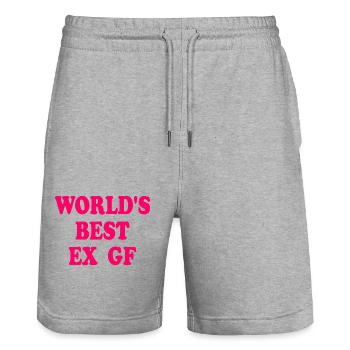 worlds best ex gf - Stanley/Stella Trainer Unisex Organic Jogging Shorts - heather grey - Front - Nik (191cm) & Marisol (170cm)