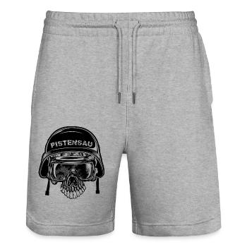 Pistensau Totenkopf Abfahrt Ski Urlaub - Stanley/Stella Unisex Bio Joggingshorts Trainer  - Grau meliert - Vorne - Nik (191cm) & Marisol (170cm)