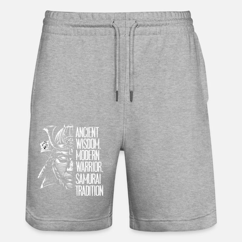 Schwarz-Weiß-Samurai - Stanley/Stella Unisex Bio Joggingshorts Trainer - Grau meliert