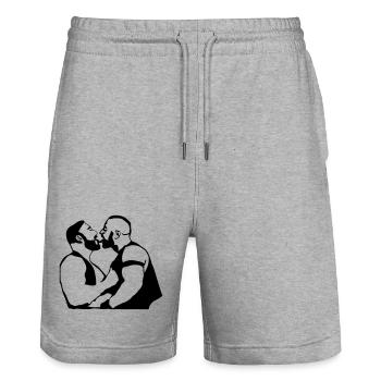 bearkiss3 - Stanley/Stella Unisex Bio Joggingshorts Trainer  - Grau meliert - Vorne - Nik (191cm) & Marisol (170cm)