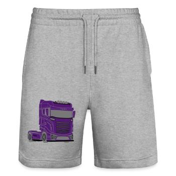 LKW,Truck,Lastwagen,Wagen,Trucker, Auto, - Stanley/Stella Unisex Bio Joggingshorts Trainer  - Grau meliert - Vorne - Nik (191cm) & Marisol (170cm)