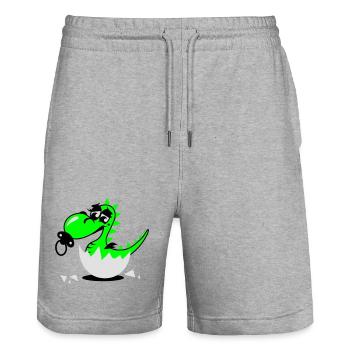 A small dragon baby with pacifier - Stanley/Stella Trainer Unisex Organic Jogging Shorts - heather grey - Front - Nik (191cm) & Marisol (170cm)