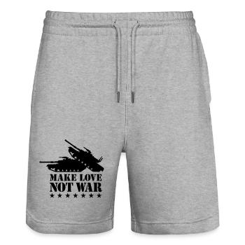Make love not war 1Clr - Stanley/Stella Trainer Unisex Organic Jogging Shorts - heather grey - Front - Nik (191cm) & Marisol (170cm)