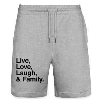 live love laugh and family - Stanley/Stella Unisex Bio Joggingshorts Trainer  - Grau meliert - Vorne - Nik (191cm) & Marisol (170cm)