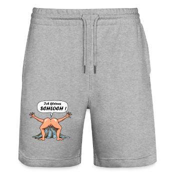 Schloch 1 - Stanley/Stella Trainer Unisex Organic Jogging Shorts - heather grey - Front - Nik (191cm) & Marisol (170cm)