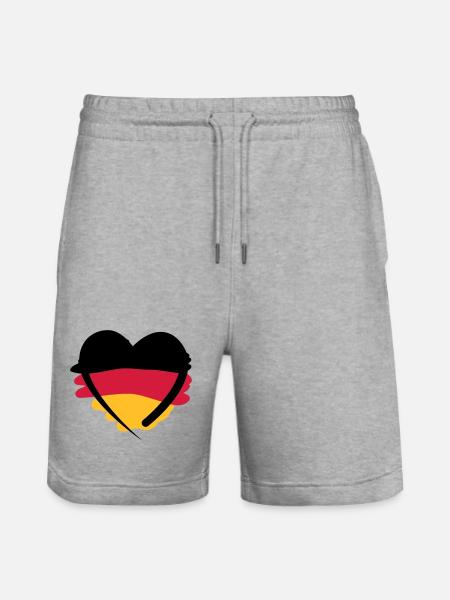 Deutschland Herz - Stanley/Stella Unisex Bio Joggingshorts Trainer - Grau meliert