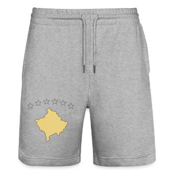 kosovo - Stanley/Stella Unisex Bio Joggingshorts Trainer  - Grau meliert - Vorne - Nik (191cm) & Marisol (170cm)