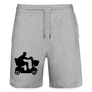 Image of disabled people in mobility scooter # - Stanley/Stella Trainer Unisex Organic Jogging Shorts - heather grey - Front - Nik (191cm) & Marisol (170cm)