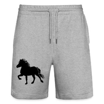 Cheval islandais puissant Tölt, islandais, poney islandais - Short de jogging bio TRAINER Stanley/Stella unisexe - gris chiné - Devant - Nik (191cm) & Marisol (170cm)