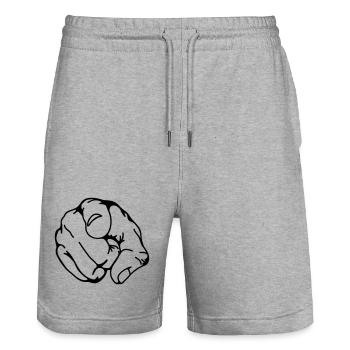 hand faust finger - Stanley/Stella Unisex Bio Joggingshorts Trainer  - Grau meliert - Vorne - Nik (191cm) & Marisol (170cm)